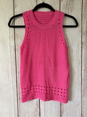 Gap Pink Shell Crochet Knit Tank Top Size XS
